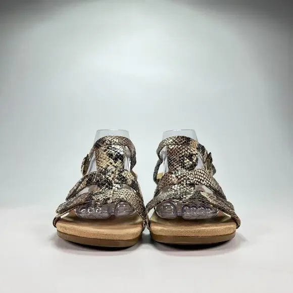 Vionic Glenda Brown Wedge Sandals Natural Snake Print Leather Womens Size 11 - Picture 2 of 10